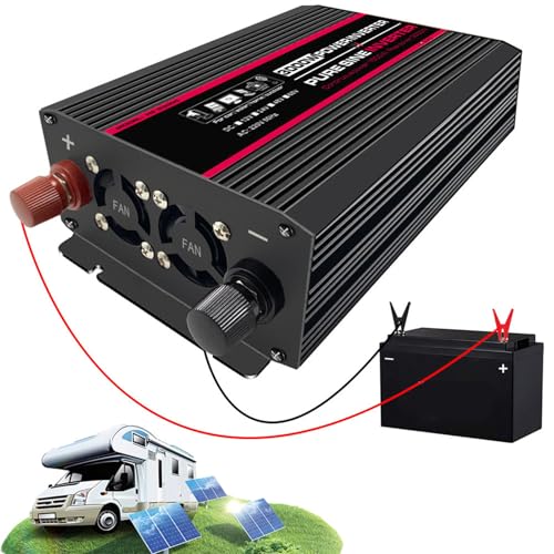DHsdlpLU 1000W 1800W 2000W 2600W 3000W 4000W (Spitze) Reiner Sinus-Wechselrichter, 12 V/24 V/48 V/60 V Dc Auf Ac 220 V Konverter + LCD-Display + Ac-Steckdosen,3WK-12V von DHsdlpLU