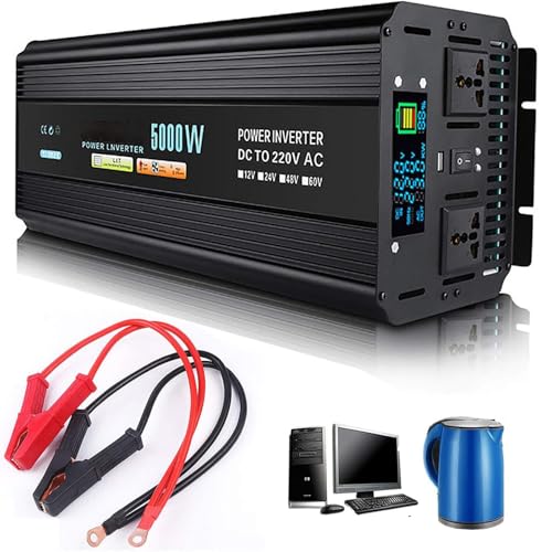 DHsdlpLU 2–5 Kw Wechselrichter, Gleichstrom (12 V/24 V/48 V) Auf Wechselstrom (220 V), Spannungswandler FüR Die Stromversorgung + LCD-Display,5KW-48V von DHsdlpLU