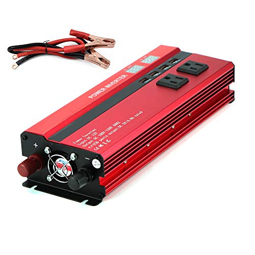 DHsdlpLU 2000W Auto Wechselrichter 4 USB Schnittstellen/2 Steckdosen, LED Dc12/24v Auf Ac220v, Gehäuse Aus Aluminiumlegierung, überlast Und überspannungsschutz,12to220v-2000w von DHsdlpLU