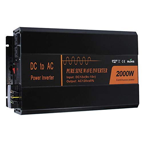 DHsdlpLU 4000W Reiner Sinus-Wechselrichter – 12V/24V/48V Bis 110/220V, Solar-Wechselrichter – 2 Ac-Steckdosen/2,1 a USB-Schnittstelle, LCD-Display,24V-B von DHsdlpLU