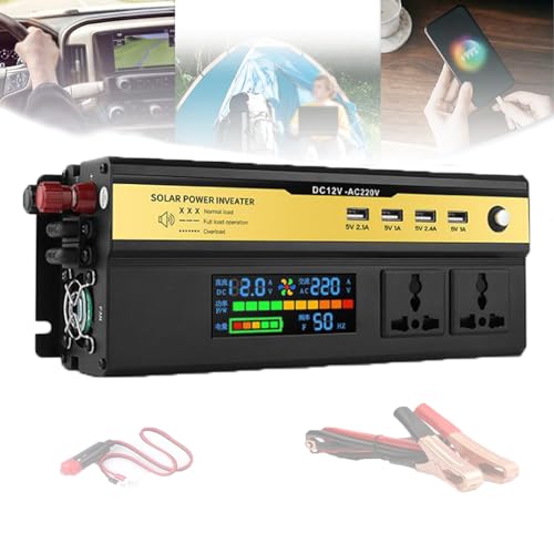 DHsdlpLU Auto-Wechselrichter 500W Wechselrichter DC 12V/24V auf AC 220V Konverter modifizierter Sinus Wechselrichter intelligente LED Digitalanzeige,12V-500W von DHsdlpLU