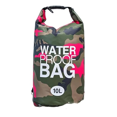 DHsdlpLU Camouflage Strandtasche aus strapazierfähiger PVC Plane wasserdicht leicht zum Treiben Schwimmen schwimmende Strandtasche für Strand Bootfahren,Red-10L von DHsdlpLU