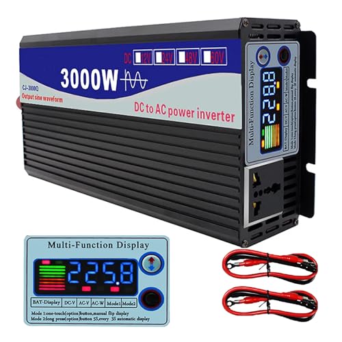 DHsdlpLU Reiner Sinus-Wechselrichter (Spitzenleistung: 3000W 4000W) DC 12V 24V 48V 60V 72V zu AC 220 V-Wechselrichter, Hohe Umwandlungsrate Lange Lebensdauer,3000W-60V von DHsdlpLU