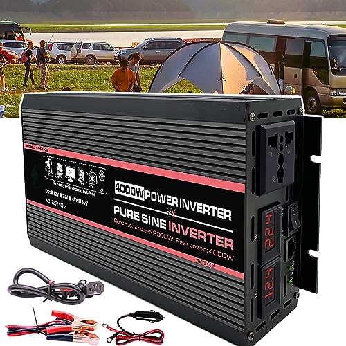DHsdlpLU Wechselrichte 1000W-4000W Reiner Sinus-Wechselrichter, DC 12V 24V 48V 60V Auf AC 220V Auto Wechselrichter, Mit Wechselstrombuchse Led-Anzeige,4000W-60V von DHsdlpLU