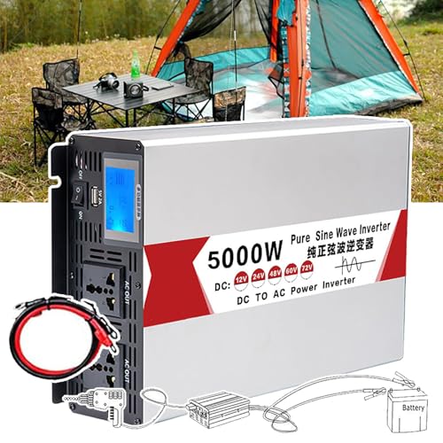 DHsdlpLU Wechselrichter, Doppelsteckdose Und USB-Wechselrichter Mit Reiner Sinuswelle, 12V 24V 48V 60V Gleichstrom Auf 220V Wechselstrom, Reine Sinuswelle,5000W-12V DHsdlpLU Wechselrichter, Doppelsteckdose Und USB-Wechselrichter Mit Reiner Sinuswelle, 12V 24V 48V 60V Gleichstrom Auf 220V Wechselstrom, Reine Sinuswelle,5000W-12V von DHsdlpLU