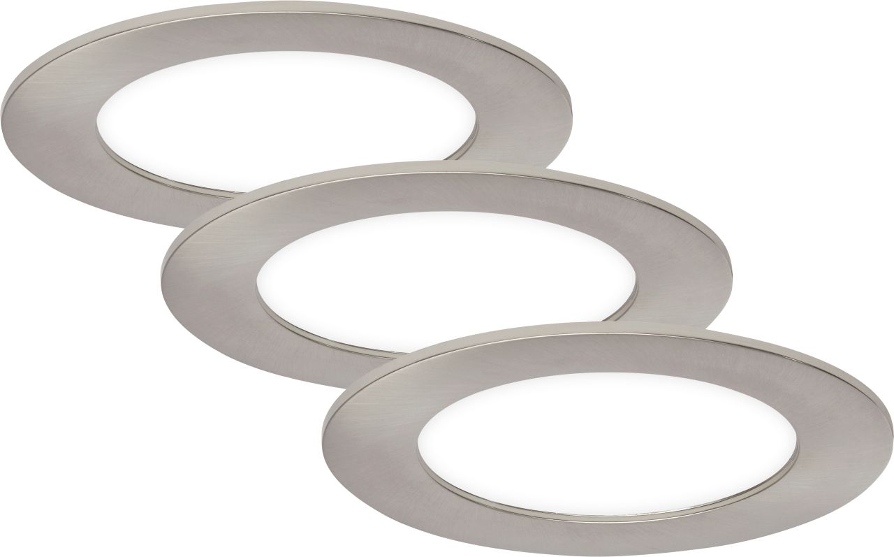 Di-Ka LED Einbauleuchte Flat-In 3er Set nickel-matt Ø 12 cm 7W von DI-KA