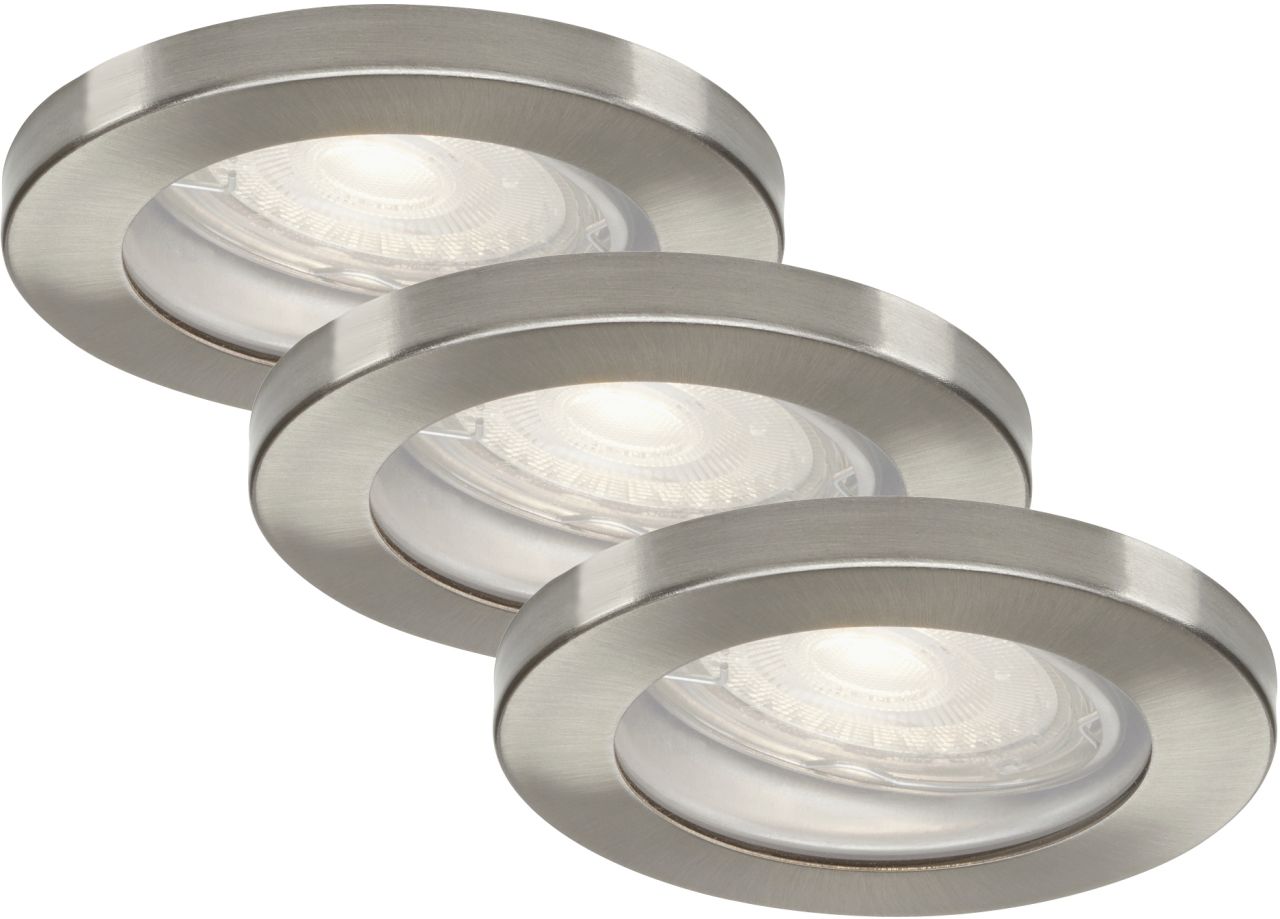 Di-Ka LED Einbauleuchte Kowali 3er Set nickel-matt Ø 8,5 cm 4,7W, warmweiß von DI-KA