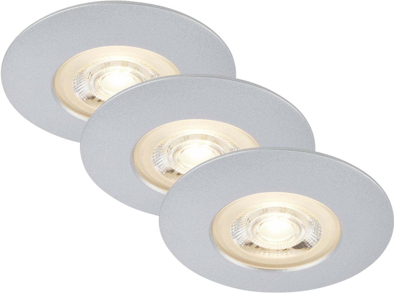 Di-Ka LED Einbauleuchte Kulana 3er Set chrom-matt Ø 9 cm 4,9W, warmweiß von DI-KA