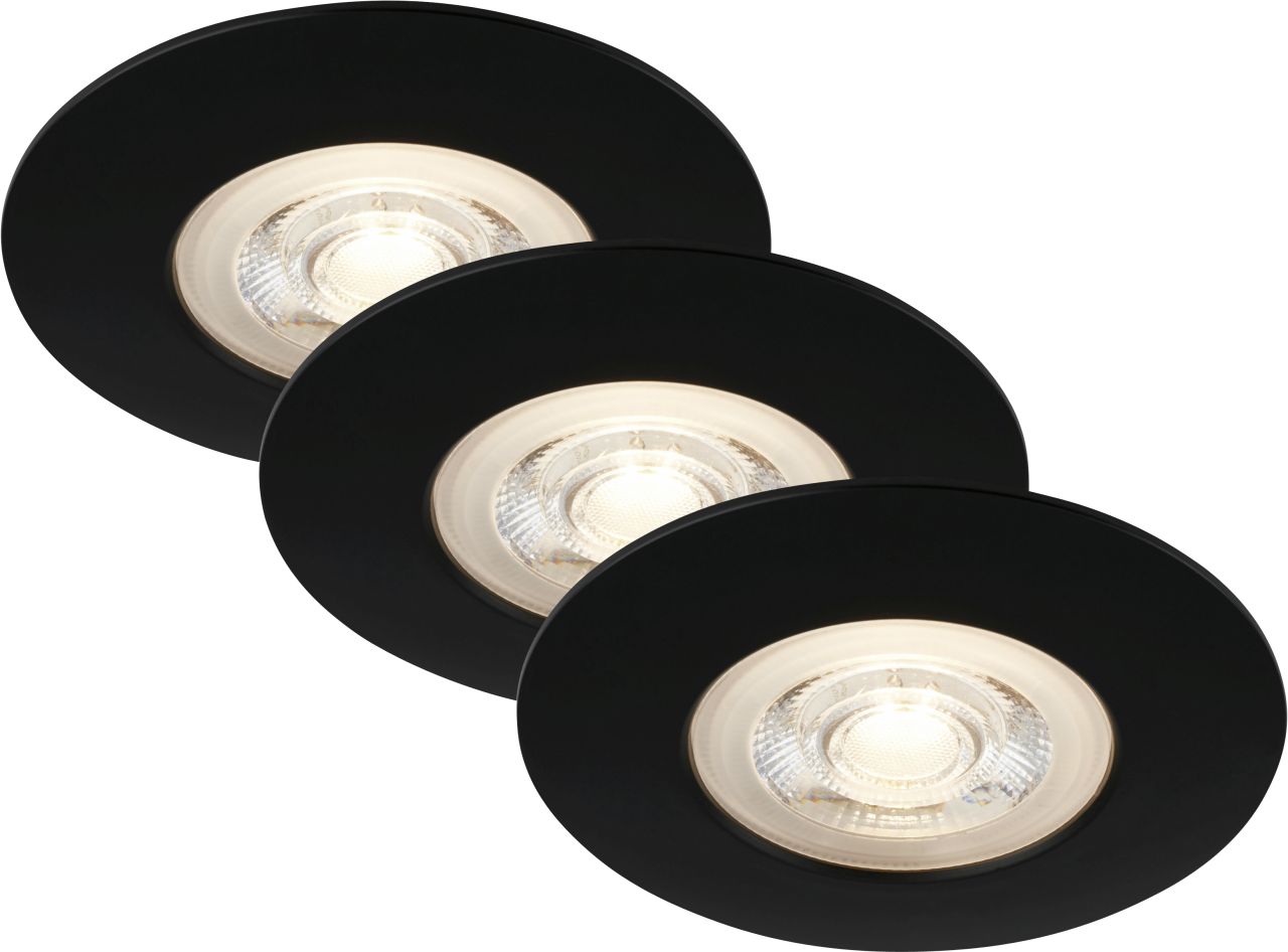 Di-Ka LED Einbauleuchte Kulana 3er Set schwarz-matt Ø 9 cm 4,9W, warmweiß von DI-KA