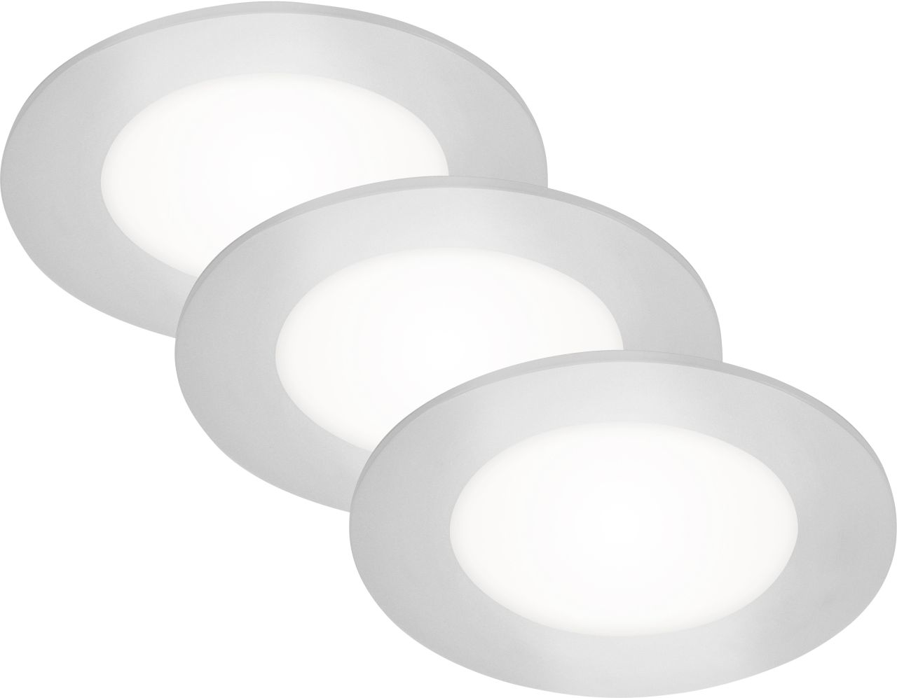 Di-Ka LED Einbauleuchte Slank 3er Set chrom-matt Ø 8,5 cm 3W, neutralweiß von DI-KA