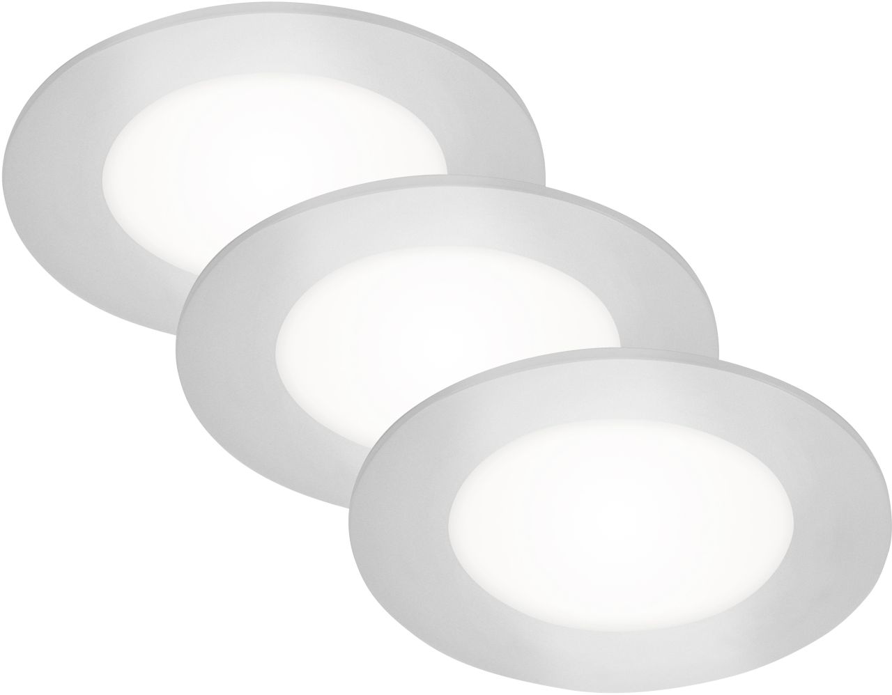 Di-Ka LED Einbauleuchte Slank 3er Set chrom-matt Ø 8,5 cm 3W, neutralweiß von DI-KA