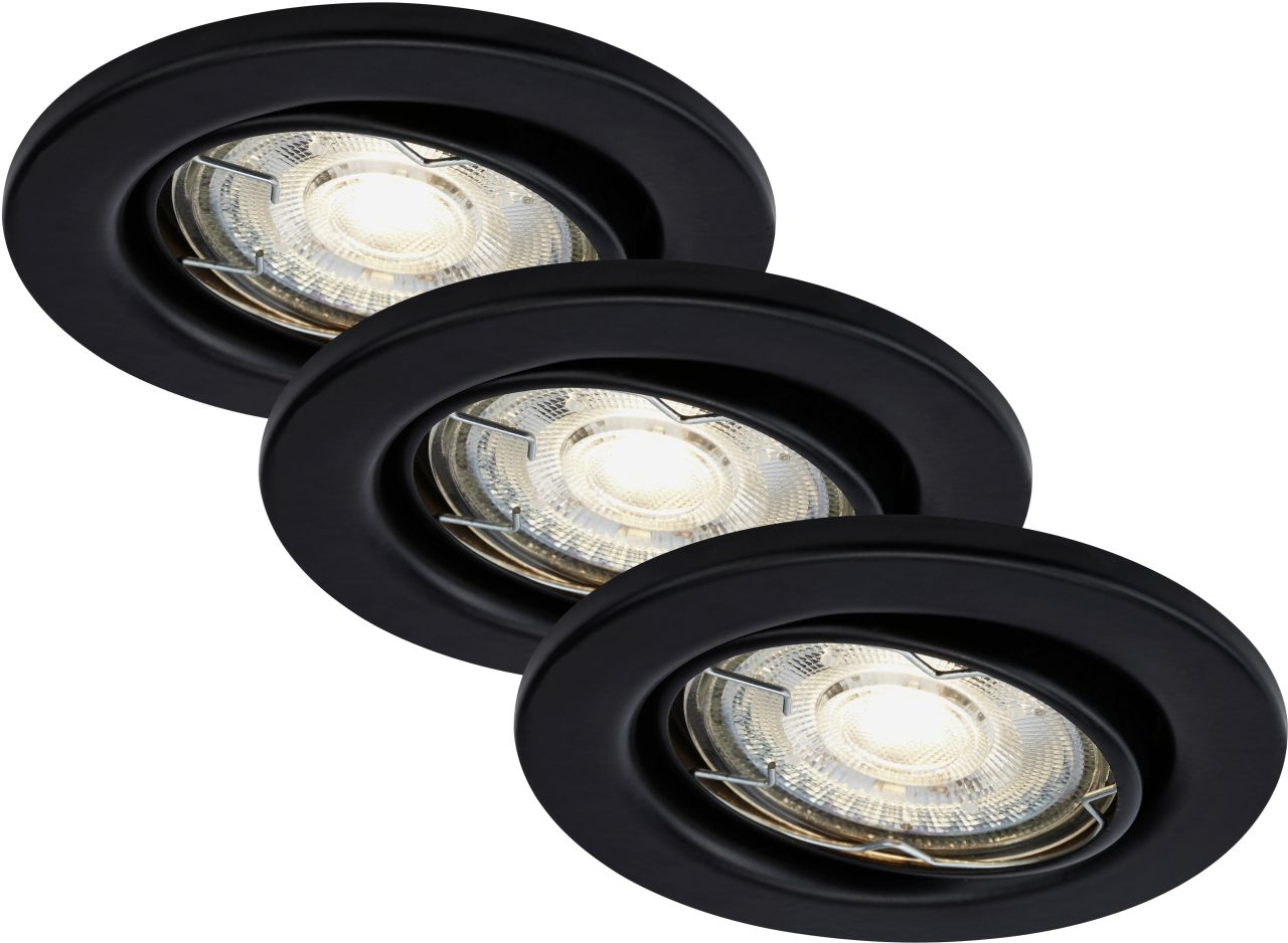 Di-Ka LED Einbauleuchte Sten 3er Set schwarz-matt Ø 8,5 cm GU10 5 W von DI-KA