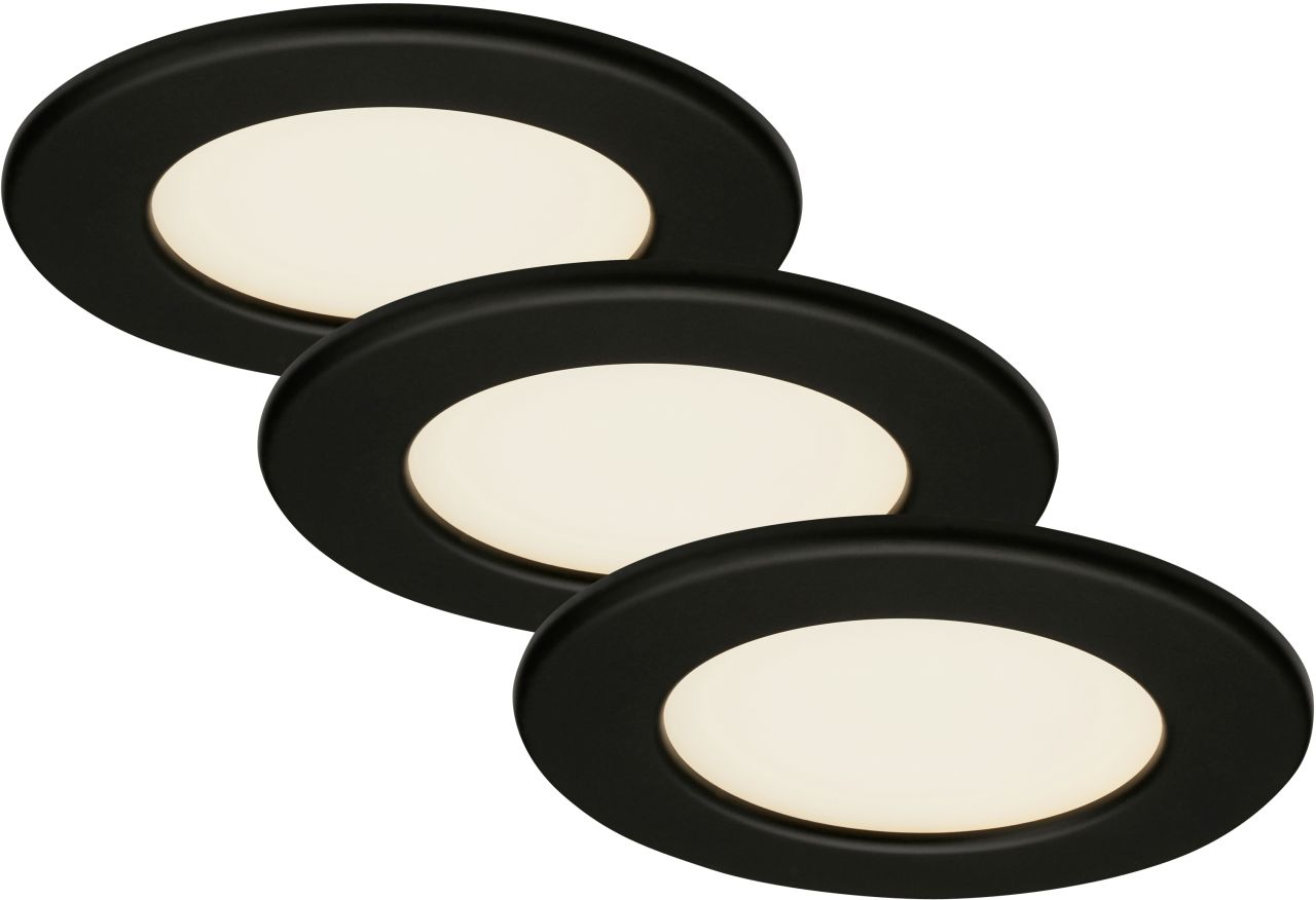 Di-Ka LED Einbauleuchte Thin 3er Set schwarz-matt Ø 11,5 cm 6W, warmweiß von DI-KA