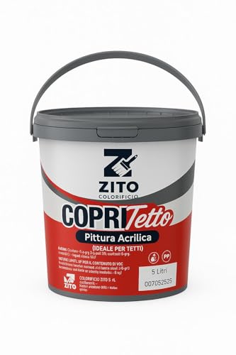 DI.M.EL. S.R.L. Farbe für Bitumenanstriche | Dächer und Beton | wasserdichte Acrylfarbe | Schaft 5 l - 14 l | Weiß | Grau (Grau, 5 Liter) von DI.M.EL. S.R.L.