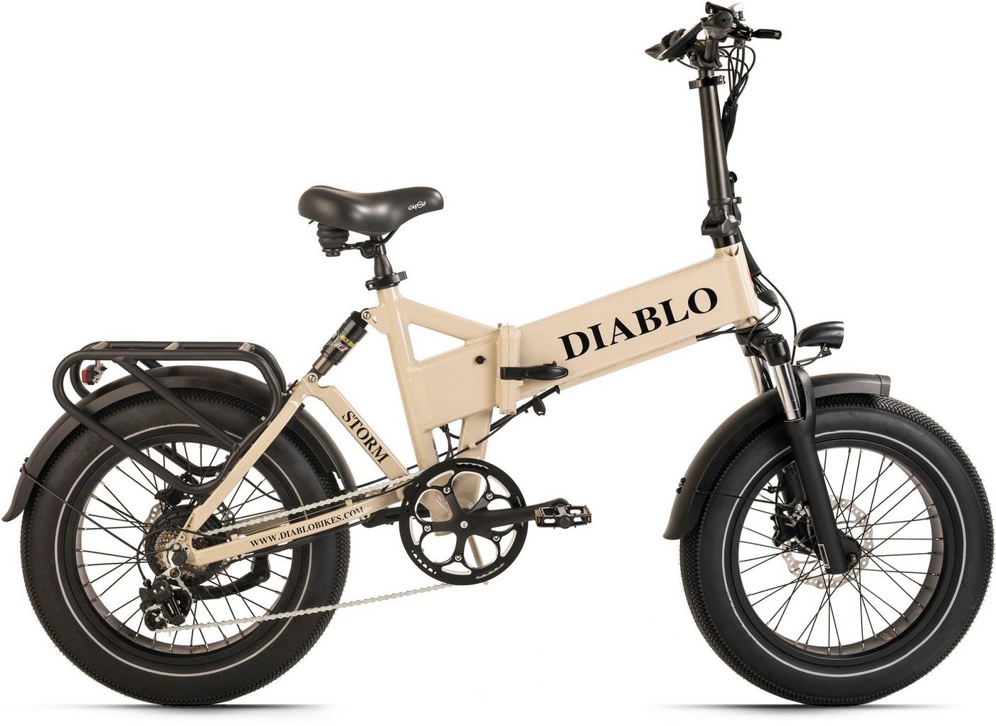 DIABLO BIKES E-Bike Storm, 7 Gang Shimano Tourney Schaltwerk, Kettenschaltung, Heckmotor, 360 Wh Akku von DIABLO BIKES