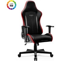 Diablo - X-ST4RTER Gaming Stuhl Chair Bürostuhl Schreibtischstuhl Ergonomisch Stoffbezug 2D Armlehnen Kippmechanismus (Schwarz (led)) von DIABLO