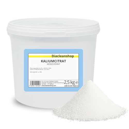 Kaliumcitrat Monohydrat 2,5kg - Kaliumgehalt 36% - Pharmaqualität mind. 99% - Pulver - E332 von DIACLEANSHOP
