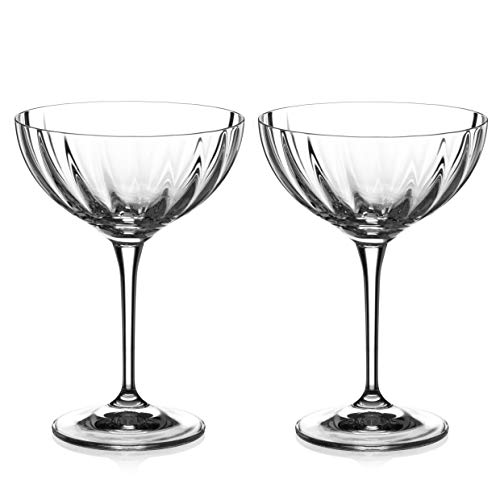 DIAMANTE Champagner-/Cocktail-Untertassen „Mirage“, handgeschliffener Kristall, 2 Stück von DIAMANTE