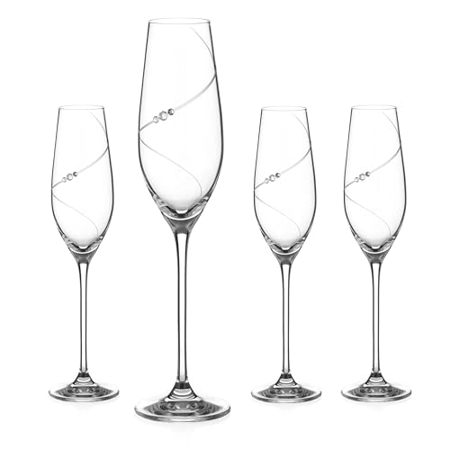 DIAMANTE Champagnerflöten Proseccogläser 4er Set - 'Silhouette' handgeschliffenes Design mit Swarovski-Kristallen DIAMANTE Champagnerflöten Proseccogläser 4er Set - 'Silhouette' handgeschliffenes Design mit Swarovski-Kristallen von DIAMANTE