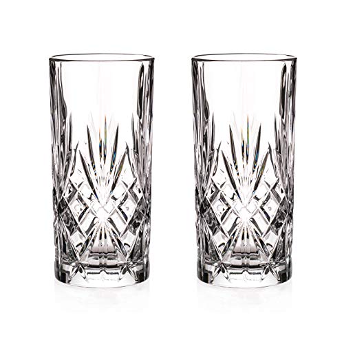 DIAMANTE Chatsworth Hi Ball Trinkglas, perfekt für G&T, Wasser und Cocktails, bleifrei, 2 Stück von DIAMANTE