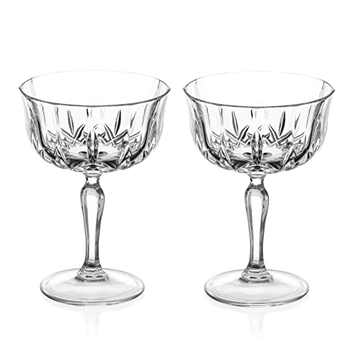 DIAMANTE Dorchester Champagne Prosecco Coupe Champagner Untertassen Cocktail Untertasse – aus bleifreiem Kristall – 2 Stück von DIAMANTE