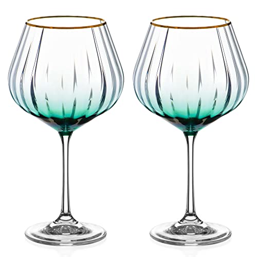 DIAMANTE Gin Gläser Copa 'Mirage Verde' 2er Set - mit grüner Farbbeize und goldenem Rand - Optik Effekt DIAMANTE Gin Gläser Copa 'Mirage Verde' 2er Set - mit grüner Farbbeize und goldenem Rand - Optik Effekt von DIAMANTE
