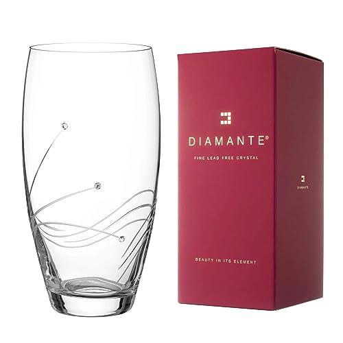 DIAMANTE Glasgow-Vase mit Swarovski-Kristallen, handgeschliffen, 26 cm von DIAMANTE