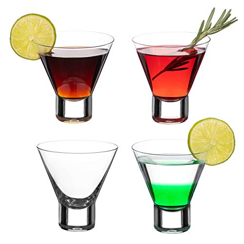 DIAMANTE Martini Cocktailgläser – 4 Stiellose Kristallgläser für Martini oder Mojito – Kollektion Auris – 4 Stück von DIAMANTE