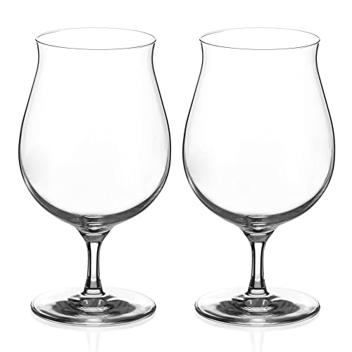 DIAMANTE Premium Bleifreie Kristall-Bier-Ale-Gläser | Craft Stielgläser – Belgisches Bierprobierglas für IPA, Stout, in Geschenkbox – 2 Stück von DIAMANTE