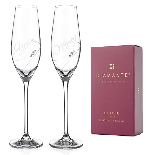 DIAMANTE Prosecco-Gläser mit Swarovski-Kristallen, 2 Stück, Klar von DIAMANTE