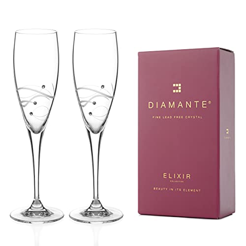 DIAMANTE Swarovski Champagnerflöten, Prosecco-Gläser, 2 Stück von DIAMANTE