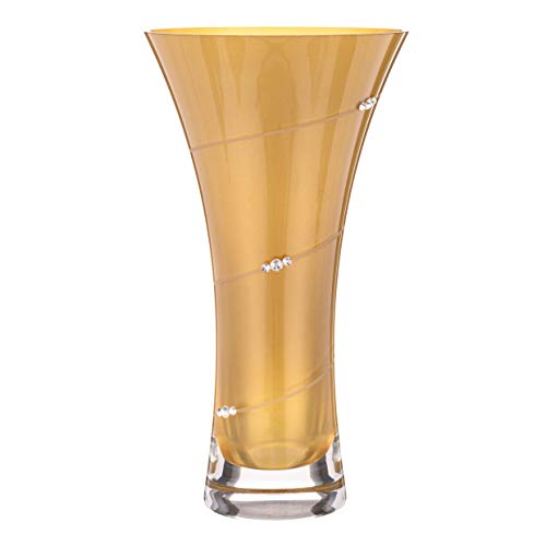 DIAMANTE Swarovski Gold Trompete Vase mit Swarovski-Kristallen, 25 cm von DIAMANTE