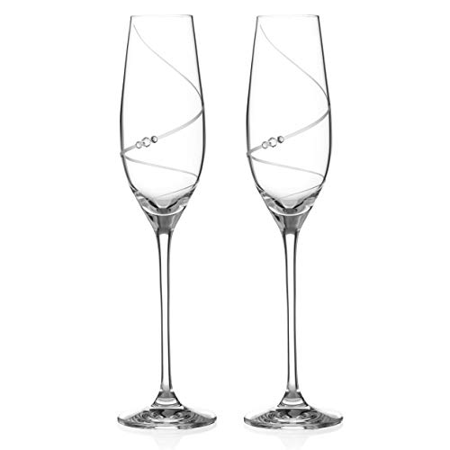 DIAMANTE Swarovski Kristall Champagnerflöten Prosecco Gläser - 'Toast Swirl' - verziert mit Swarovski Kristallen - 2er Set von DIAMANTE