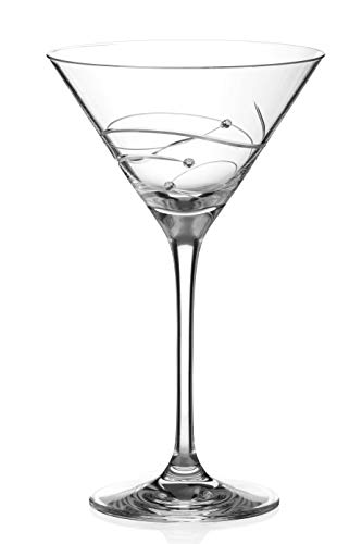 DIAMANTE Swarovski-Martini-Glas – "Spirale" handgeschliffenes Design mit Swarovski-Kristallen von DIAMANTE