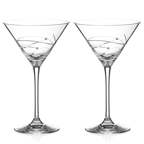 DIAMANTE Swarovski Martini Prosecco Cocktailgläser, spiralförmig, handgeschliffenes Kristallglas mit Kristallen, in Geschenkbox von DIAMANTE