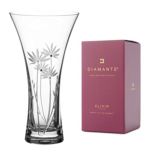 DIAMANTE Swarovski Trompetenförmige Vase "Bloom" – handgeschliffene Blumendekoration mit Swarovski-Kristallen – 25 cm von DIAMANTE