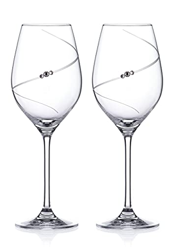 DIAMANTE Swarovski Weißweingläser "Silhouette", handgeschliffenes Design, verziert mit Swarovski-Kristallen, 2 Stück von DIAMANTE