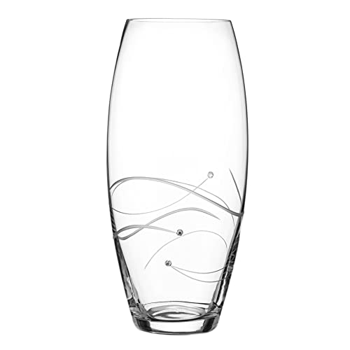 DIAMANTE Vase, spiralförmig, handgeschliffen, mit Swarovski-Kristallen, groß, 30 cm von DIAMANTE