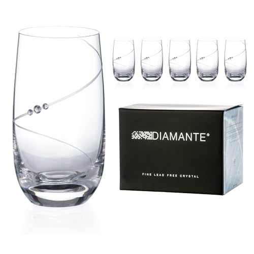 DIAMANTE 1000.816 Cocktail- oder Gin-Gläser mit Swarovski-Kristallen, hochwertig, handgeschliffen, für Longdrink, Cocktail- oder Gin-Gin, 6 Stück in Geschenkverpackung von DIAMANTE