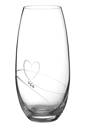 DIAMANTE Fassvase „Romance“ – handgeschliffene Kristallvase mit Kristallen – 25 cm von DIAMANTE