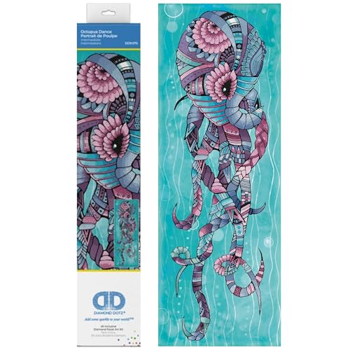 DIAMOND DOTZ 2592645 Original 5D Diamond Painting Set, Oktopus, DIY Diamant-Malerei-Kit mit runden Glitzersteinen für Erwachsene und Kinder ab 12 Jahren, Intermediate von DIAMOND DOTZ