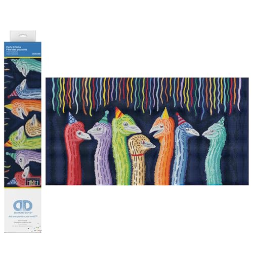 DIAMOND DOTZ 2592724 Original 5D Diamond Painting Set, Partyhühner, DIY Diamant-Malerei-Kit mit runden Glitzersteinen für Erwachsene und Kinder ab 12 Jahren, Intermediate von DIAMOND DOTZ