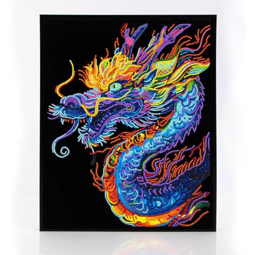 DIAMOND DOTZ 2594355 Original 5D Diamond Painting Set, Neon Drache, mit Neonfarben und Samt, DIY Diamant Malerei Bilder für Erwachsene und Kinder ab 12 Jahren, Intermediate DIAMOND DOTZ 2594355 Original 5D Diamond Painting Set, Neon Drache, mit Neonfarben und Samt, DIY Diamant Malerei Bilder für Erwachsene und Kinder ab 12 Jahren, Intermediate von DIAMOND DOTZ