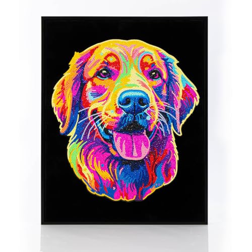 DIAMOND DOTZ 2594367 Original 5D Diamond Painting Set, Neon Golden Retriever, mit Neonfarben und Samt, DIY Diamant Malerei Bilder für Erwachsene und Kinder ab 12 Jahren, Intermediate DIAMOND DOTZ 2594367 Original 5D Diamond Painting Set, Neon Golden Retriever, mit Neonfarben und Samt, DIY Diamant Malerei Bilder für Erwachsene und Kinder ab 12 Jahren, Intermediate von DIAMOND DOTZ