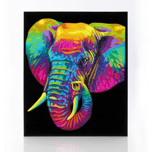DIAMOND DOTZ 2594369 Original 5D Diamond Painting Set, Neon Elefant, mit Neonfarben und Samt, DIY Diamant Malerei Bilder für Erwachsene und Kinder ab 12 Jahren, Intermediate DIAMOND DOTZ 2594369 Original 5D Diamond Painting Set, Neon Elefant, mit Neonfarben und Samt, DIY Diamant Malerei Bilder für Erwachsene und Kinder ab 12 Jahren, Intermediate von DIAMOND DOTZ