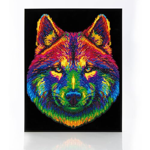 DIAMOND DOTZ 2594370 Original 5D Diamond Painting Set, Neon Wolf, mit Neonfarben und Samt, DIY Diamant Malerei Bilder für Erwachsene und Kinder ab 12 Jahren, Intermediate von DIAMOND DOTZ