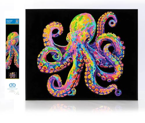 DIAMOND DOTZ 2594372 Original 5D Diamond Painting Set, Neon Oktopus, mit Neonfarben und Samt, DIY Diamant Malerei Bilder für Erwachsene und Kinder ab 12 Jahren, Intermediate DIAMOND DOTZ 2594372 Original 5D Diamond Painting Set, Neon Oktopus, mit Neonfarben und Samt, DIY Diamant Malerei Bilder für Erwachsene und Kinder ab 12 Jahren, Intermediate von DIAMOND DOTZ