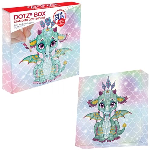DIAMOND DOTZ DBX.010 - Original 5D Diamond Painting Set DOTZ BOX Ariel der Baby Drache, Kreativset mit 1635 Diamant Mosaiksteinen, Malset ca. 22 x 22 cm, DIY Komplettset für Kinder ab 8 Jahren, Türkis DIAMOND DOTZ DBX.010 - Original 5D Diamond Painting Set DOTZ BOX Ariel der Baby Drache, Kreativset mit 1635 Diamant Mosaiksteinen, Malset ca. 22 x 22 cm, DIY Komplettset für Kinder ab 8 Jahren, Türkis von DIAMOND DOTZ