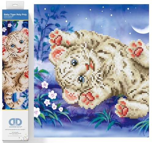 DIAMOND DOTZ DD5.005 - Original 5D Diamond Painting Set Baby Tiger, Kreativset mit 4.712 Diamant Mosaiksteinen, Malset ca. 28 x 36 cm, DIY Komplettset für Erwachsene und Kinder ab 8 Jahren von DIAMOND DOTZ