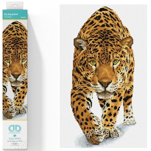 DIAMOND DOTZ 2591787 Original 5D Diamond Painting Squares Set, Leopard, DIY Diamant-Malerei-Kit mit quadratischen Glitzersteinen für Erwachsene und Kinder ab 12 Jahren, Intermediate von DIAMOND DOTZ